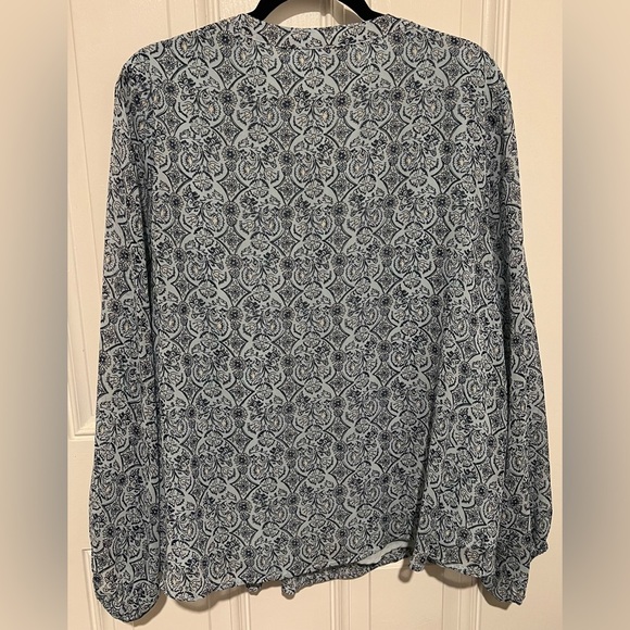 New! Wonderly  Blue & Black Floral Damask Blouse Peasant Boho size 3X NWT! - Picture 14 of 16